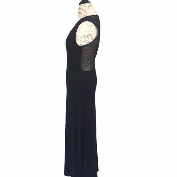 MONTEAU Black Deep-V Maxi Dress with Sheer Back - Picture 2 of 8